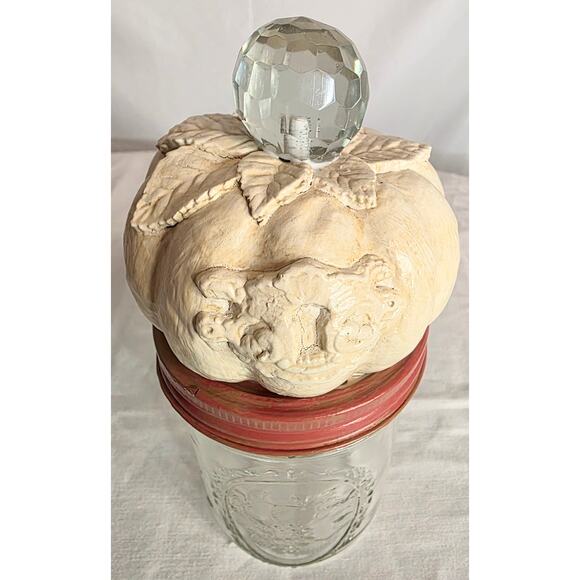 Fall Pumpkin Inspired Glass Pint Jar Seller Designed Thanksgiving Fall Candy Jar - Picture 5 of 6